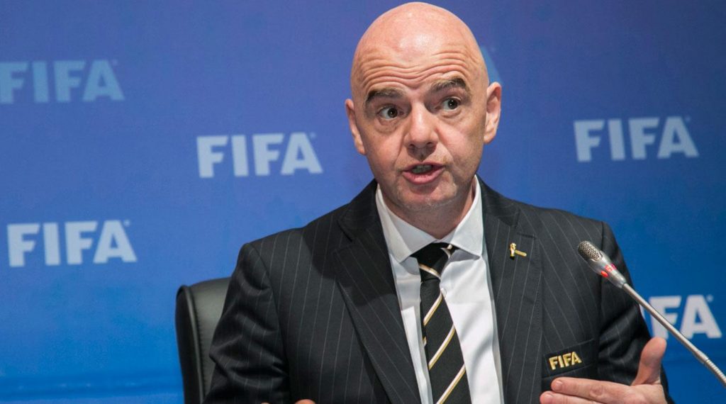 Gianni Infantino speaks during an official FIFA press conference.