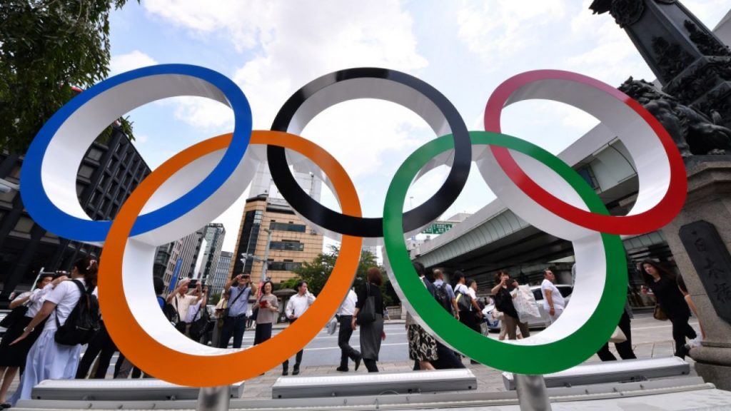 The Olympic circles in Tokyo ahead of the upcoming 2020 Olympics.