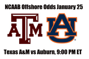 Texas A&M vs #15 Auburn NCAAB Offshore Betting Odds, Preview, and Pick (January 25)