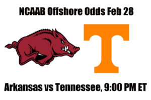 Arkansas vs #12 Tennessee NCAAB Offshore Betting Odds, Preview, and Pick (February 28)