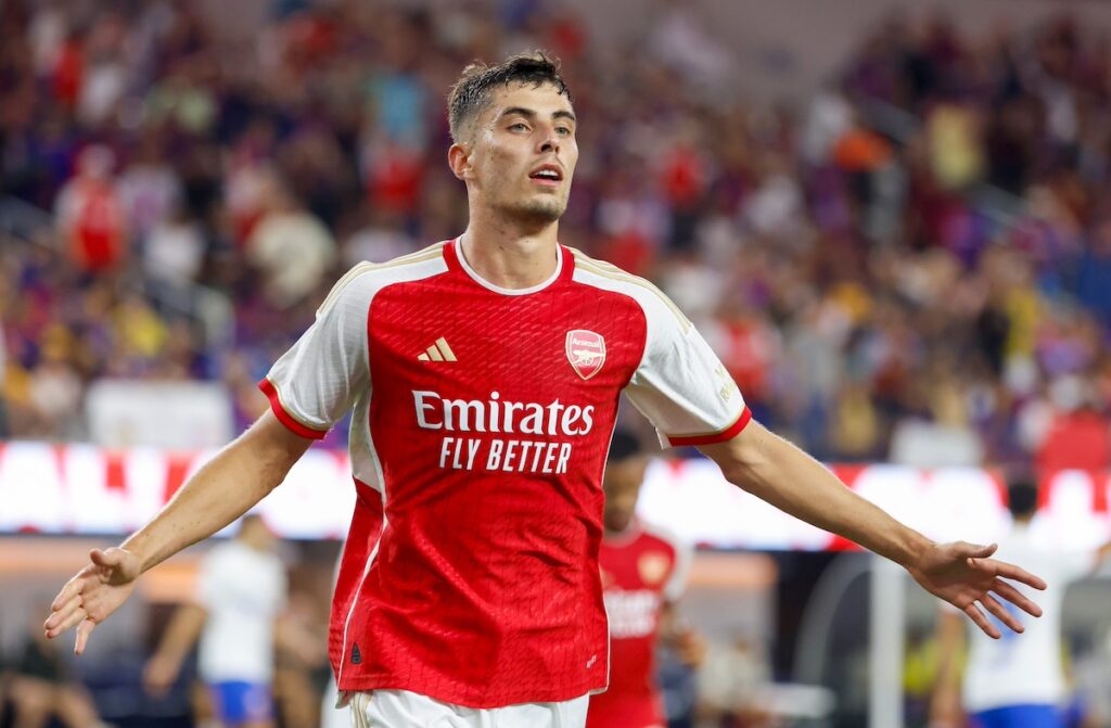 Kai Havertz opened the scoring for Arsenal against PSG in the Champions League.