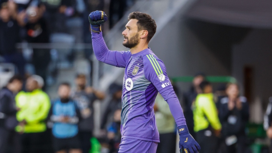 Los Angeles FC goalkeeper Hugo Lloris celebrating.