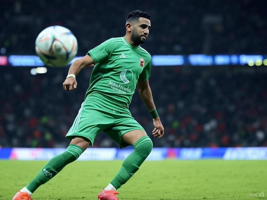 Riyad Mahrez in action for Al Ahli.