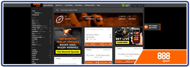 888sport sports betting page