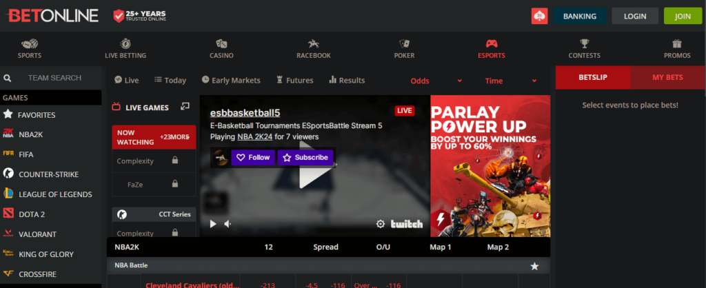 image of offshore esports betting site betonline