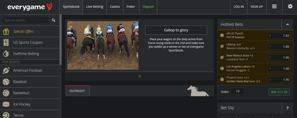 image of offshore horse racing betting site everygame