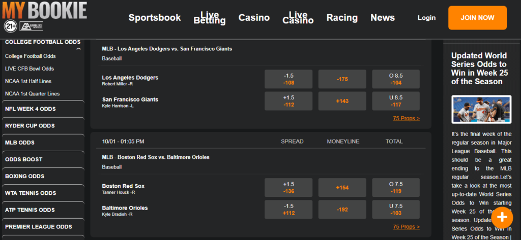 image of offshore mlb betting site Mybookie