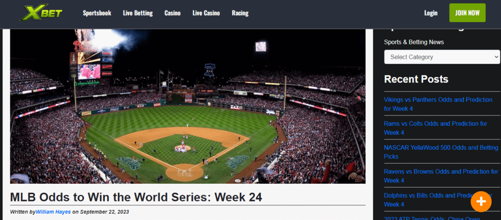 image of offshore mlb betting site Xbet