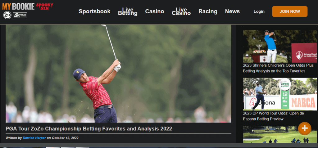 image of offshore golf betting site mybookie