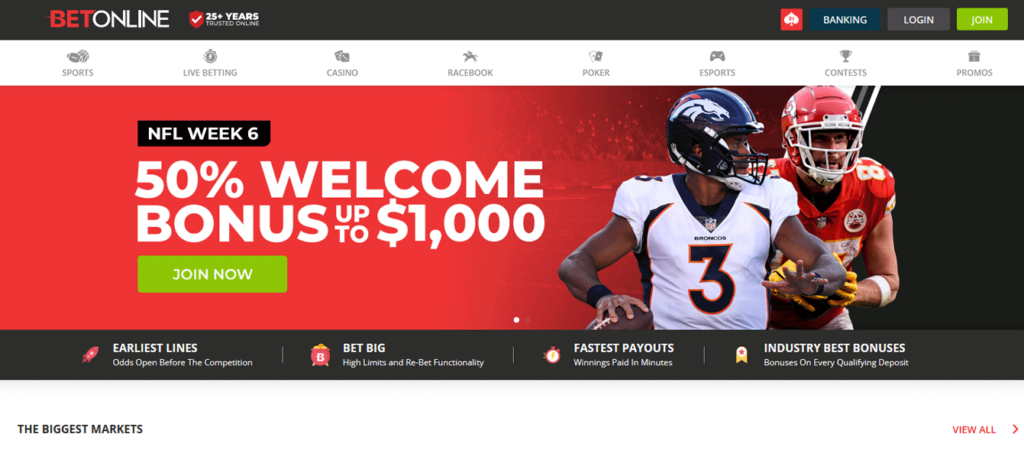 image of offshore NFL betting site betonline