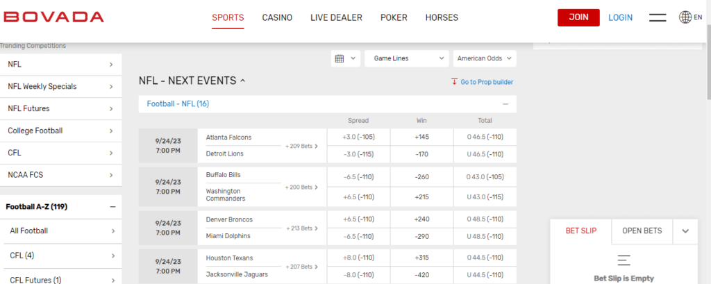 image of offshore NFL betting site bovada