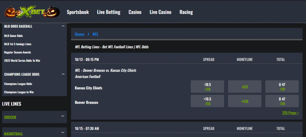 image of offshore NFL betting site xbet