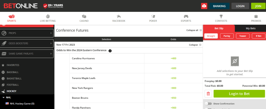 image of offshore nhl betting site BetOnline