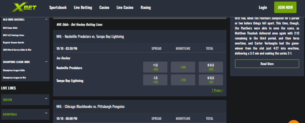 image of offshore nhl betting site xbet