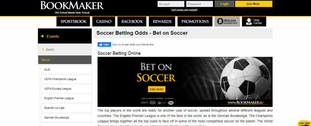 image of offshore soccer betting site bookmaker.eu