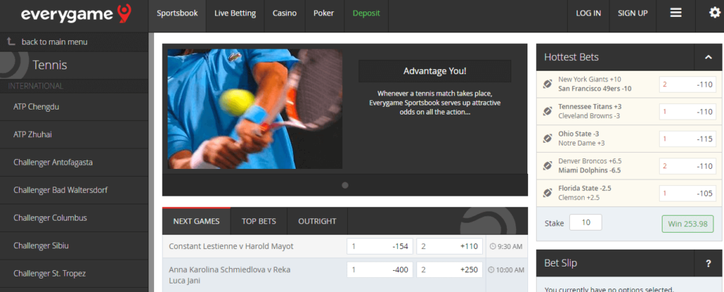 image of offshore tennis betting site everygame