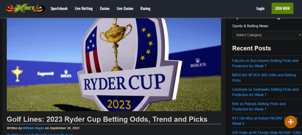 image of offshore golf betting site xbet