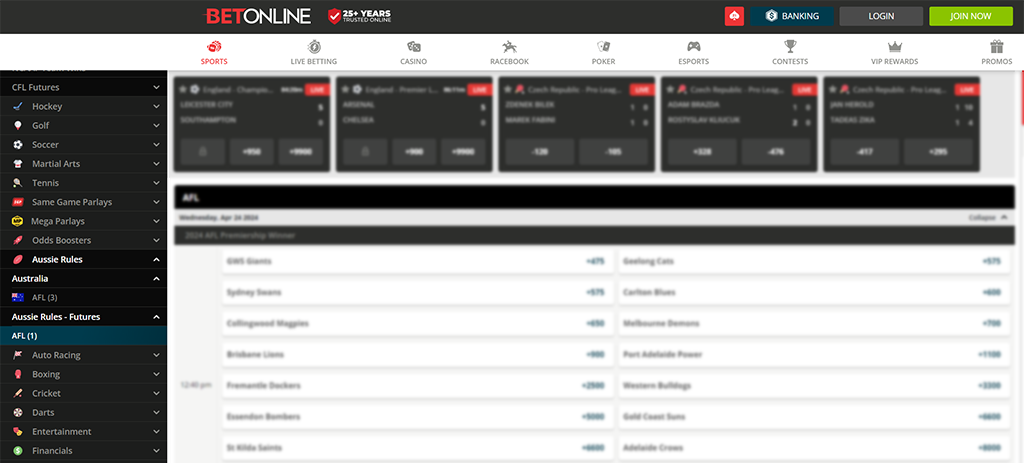 afl betting betonline