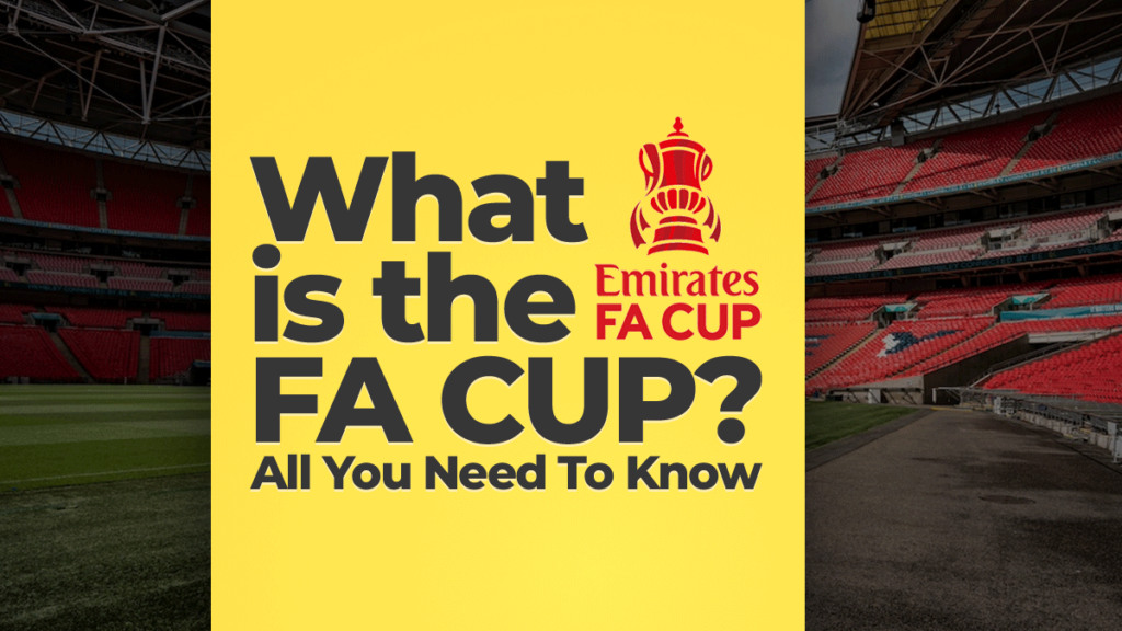 Image of the FA Cup header image, which is always hosted at Wembley Stadium in London, England.