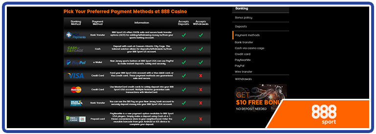 secure payment deposit withdrawal options 888sport